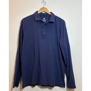 Solbari Mens Long Sleeve Polo Shirt Navy Blue UPF50+ Sun Protection Large SBM010